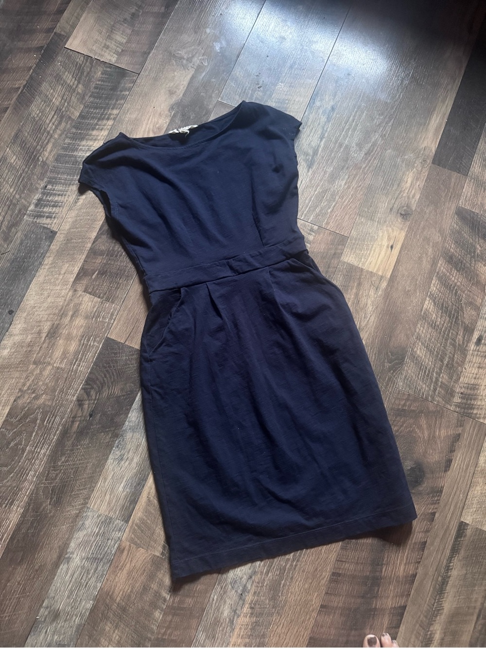 Boden Classic Navy 100% Cotton Sheath Dress - Women's Structured Cap Sleeve